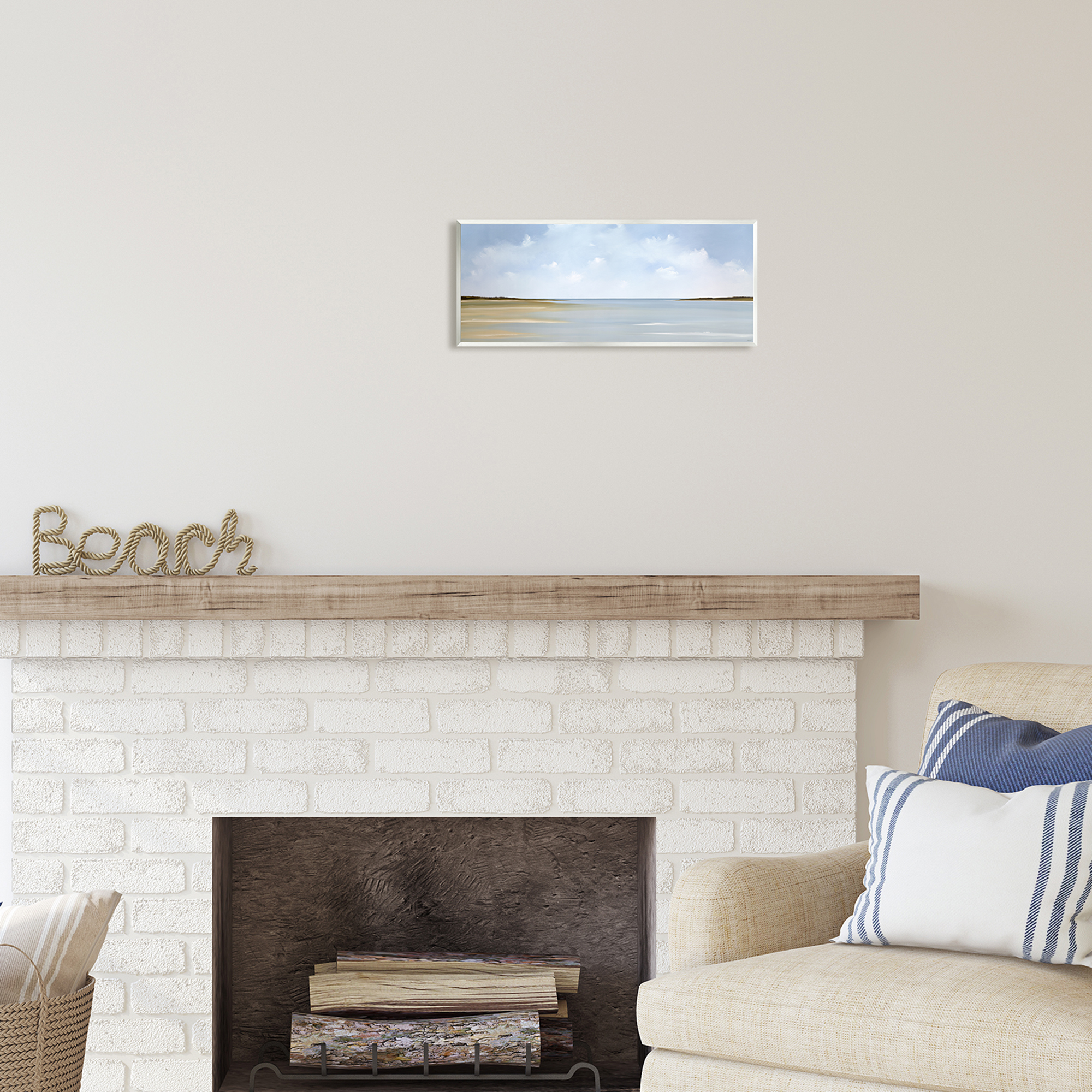 Stupell Industries Beach Clouds Landscape Landscape Painting Unframed Art Print Wall Art, 17 x 7