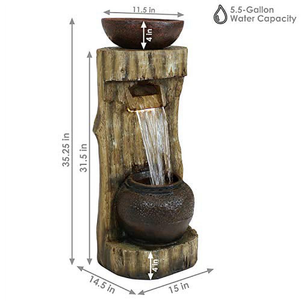 Sunnydaze Cascading Tree Stump Outdoor Water Fountain with LED Lights and Planter - Corded Electric - Garden, Patio and Lawn Decor - Outdoor Polyresin Waterfall Feature - 35-Inch - image 3 of 3