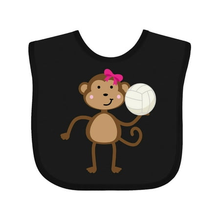 

Inktastic Cute Volleyball Girl Monkey Gift Baby Girl Bib