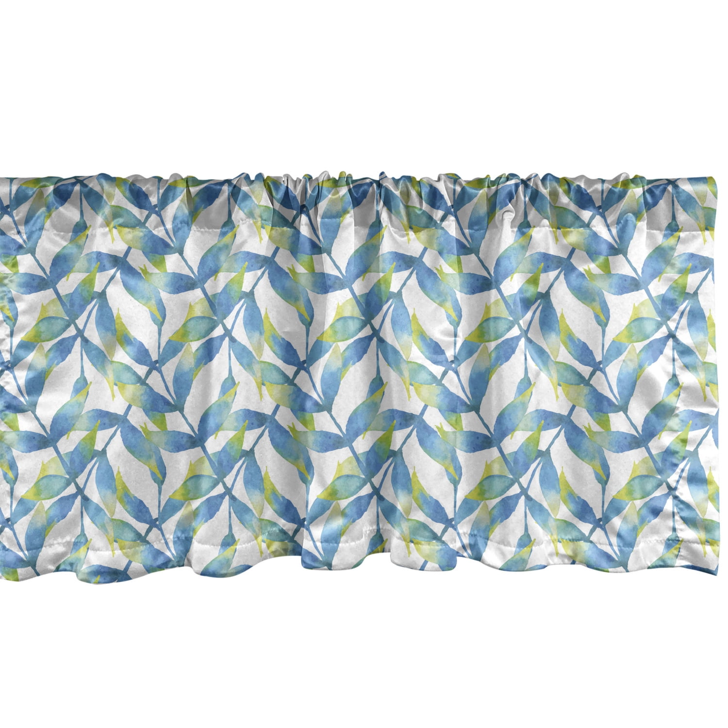 Leaves Window Valance Pack of 2, Tropical Plantation Branches Summer Time Island Botany Painted