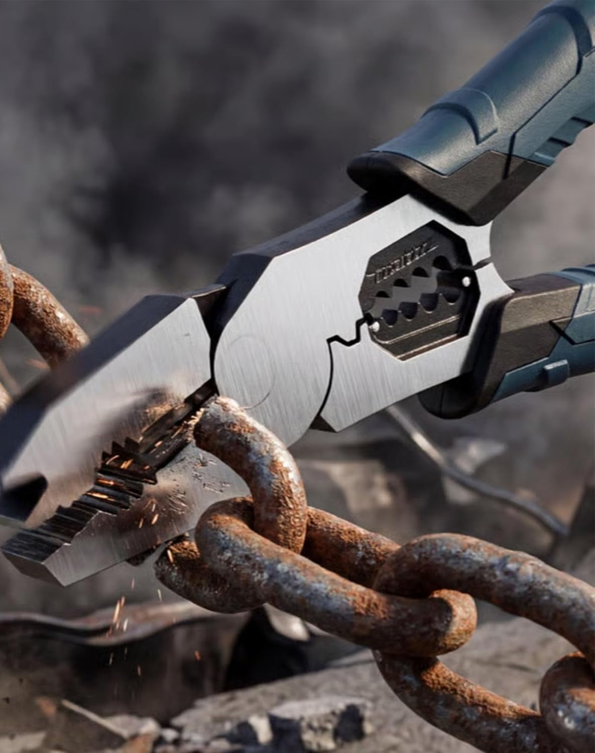 Industrial-Grade Multi-Function Cutting Pliers - 9-in-1 Compound Action Pliers with Wire Cutter, Stripper, Crimper & Nail Puller