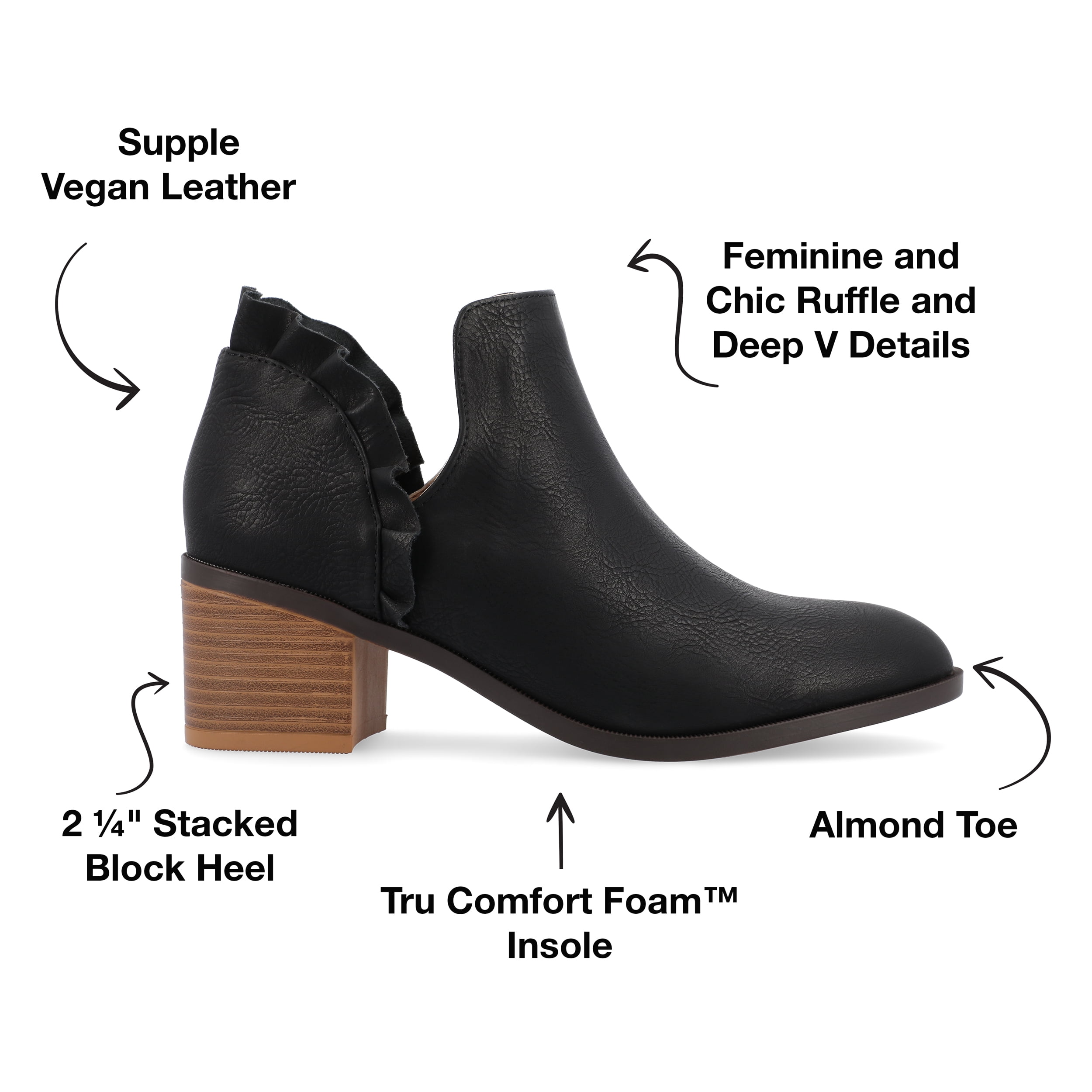 Journee Womens Lennie Slip On Stacked Heel Booties