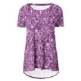 thumbnail image 5 of CEHVOM Blouse d'Été pour Femmes Col Rond Ample Manches Courtes Imprimé Décontracté Liquidation, 5 of 5
