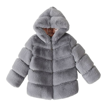 

Girls Coat Size 10 Grey Fall Winter Kids Collar Soild Warm Hooded Woolen Coats 7-8 Years