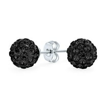 Bling Jewelry Womens Pave Crystal 8MM Disco Ball Stud Earrings .925 Sterling Silver