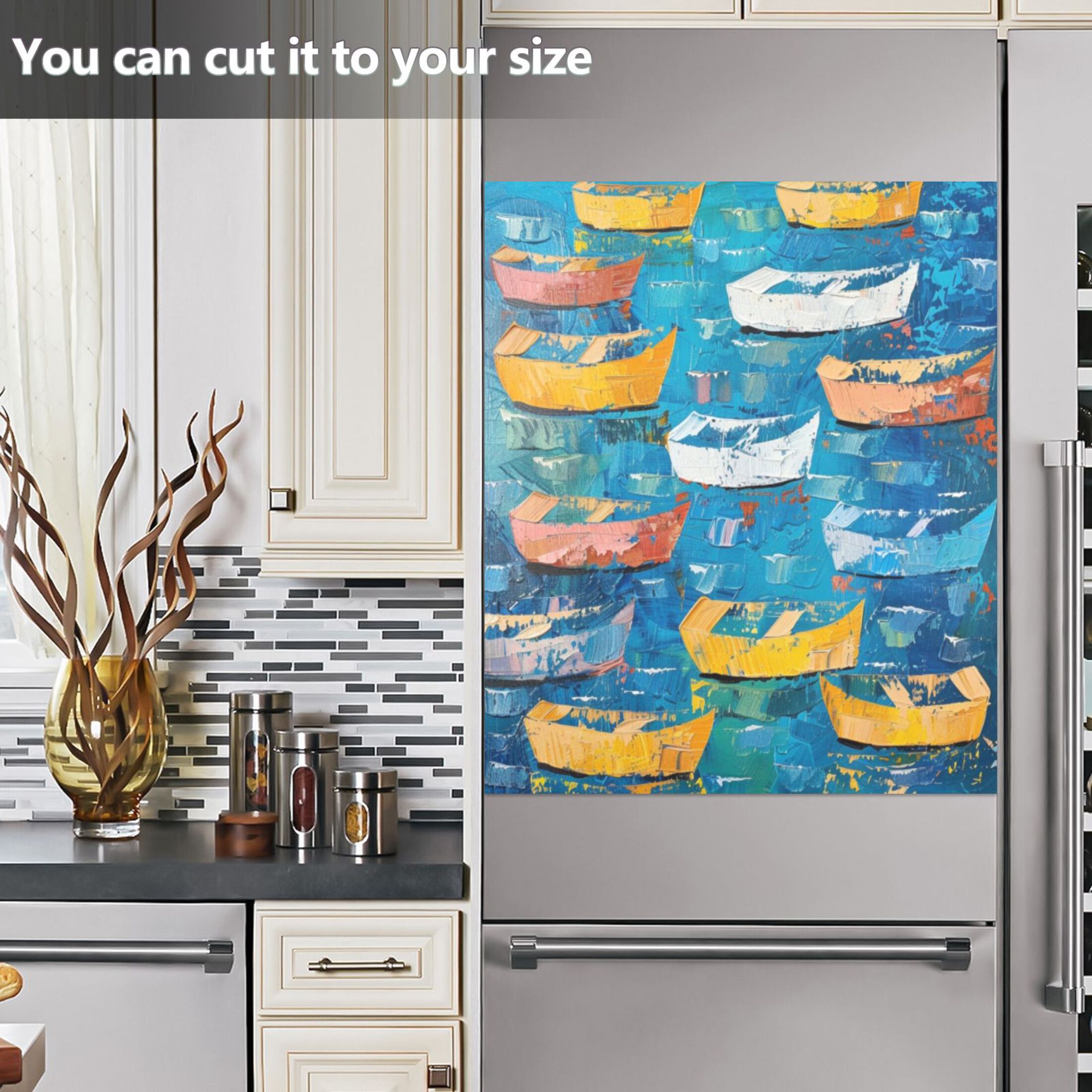 Dishwasher Magnetic Sticker 23x26 Inch Refrigerator Magnetic Sticker Washing Machine Magnetic Sticker Kitchen Panel Magnetic Sticker Home Decor Colorful Cartoon Boat1