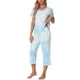thumbnail image 4 of CONJUNTO DE PIJAMA PARA MUJERES INSPIRE CHIC Tie Dye de Manga Corta y Pantalones Capri con Bolsillos XL Verde, 4 of 6