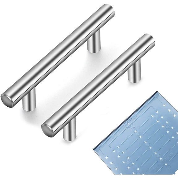 30 Pack | 5'' Cabinet Pulls Brushed Nickel Stainless Steel Kitchen Drawer Pulls Cabinet Handles 5”Length, 3” Hole Center with Mounting Template