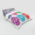 thumbnail image 3 of Day of the Dead Duvet Cover Set, Skull Oriental Mexican Sugar for Day, Bedding Set with Shams and Fitted Sheet, 3 Sizes, by Ambesonne, 3 of 3