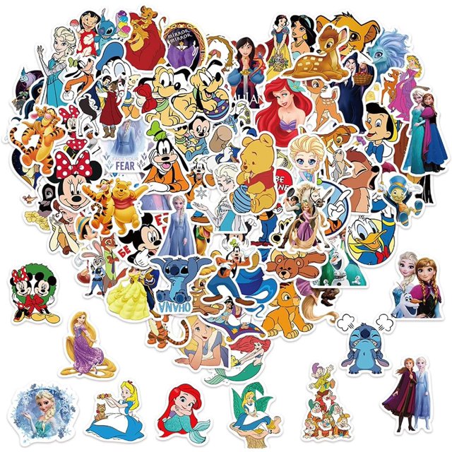 Paquete de 100 pegatinas de Disney para niños, pegatinas de princesas, pegatinas de personajes de dibujos animados lindos, pegatinas de película, pegatinas decorativas para niños, adolescentes, adulto