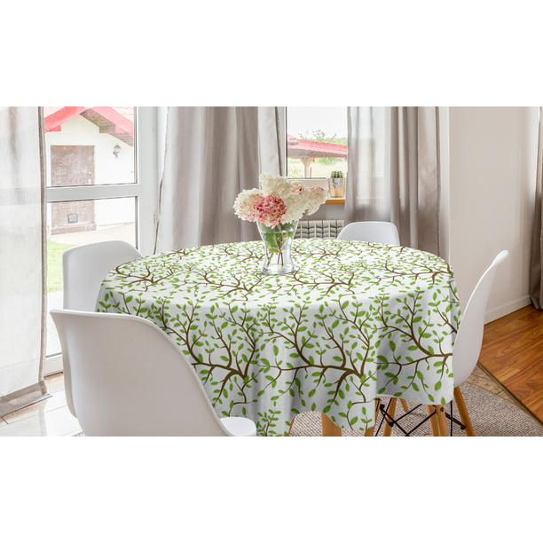 Nature Round Tablecloth Simplistic, Tree Branch Tablecloth