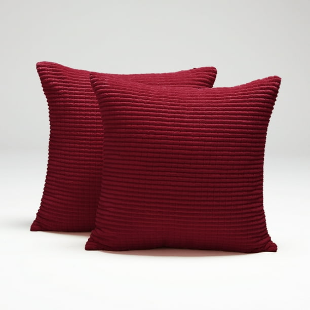 Deconovo Pack of 2 Decorative Throw Pillow Covers Corduroy Red Pillow
