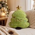 thumbnail image 6 of Cute Christmas Tree Plush Throw Pillow, Soft Green Xmas Tree Shaped Decorative Cushion with Golden Star, Embroidered Face Accent Pillow for Sofa Couch Bedroom Christmas Home Decor, 6 of 7