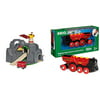 Brio World - Crane & Mountain Tunnel | 7 Piece Toy Train Accessory for Kids Ages 3 and Up & Mighty Red Action Locomotive | Battery Operated Toy Train with Light and Sound Effect for Kids Age 3 and Up