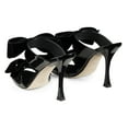 thumbnail image 3 of FSJ Women Sexy Two Bows Open Toe Mules Stiletto High Heel Slip On Party Evening Prom Dress Slides Shoes Size 10 Black, 3 of 5