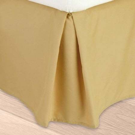 Cal-King Gold Versatil Plain Dust Ruffle Around All Corners 1-Piece Wrap-Around Solid Regular Bed Skirt 14" Drop