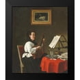 thumbnail image 2 of Bonvin, Francois 20x23 Black Modern Framed Museum Art Print Titled - Young Woman with a Mandolin, Portrait of Louison Kohler, 2 of 5