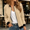 thumbnail image 2 of Wxolcjlv Women's Boxy Bomber Jackets Full Zip Color Blocking Outerwear Lightweight Regular Fit Tops, 2 of 4