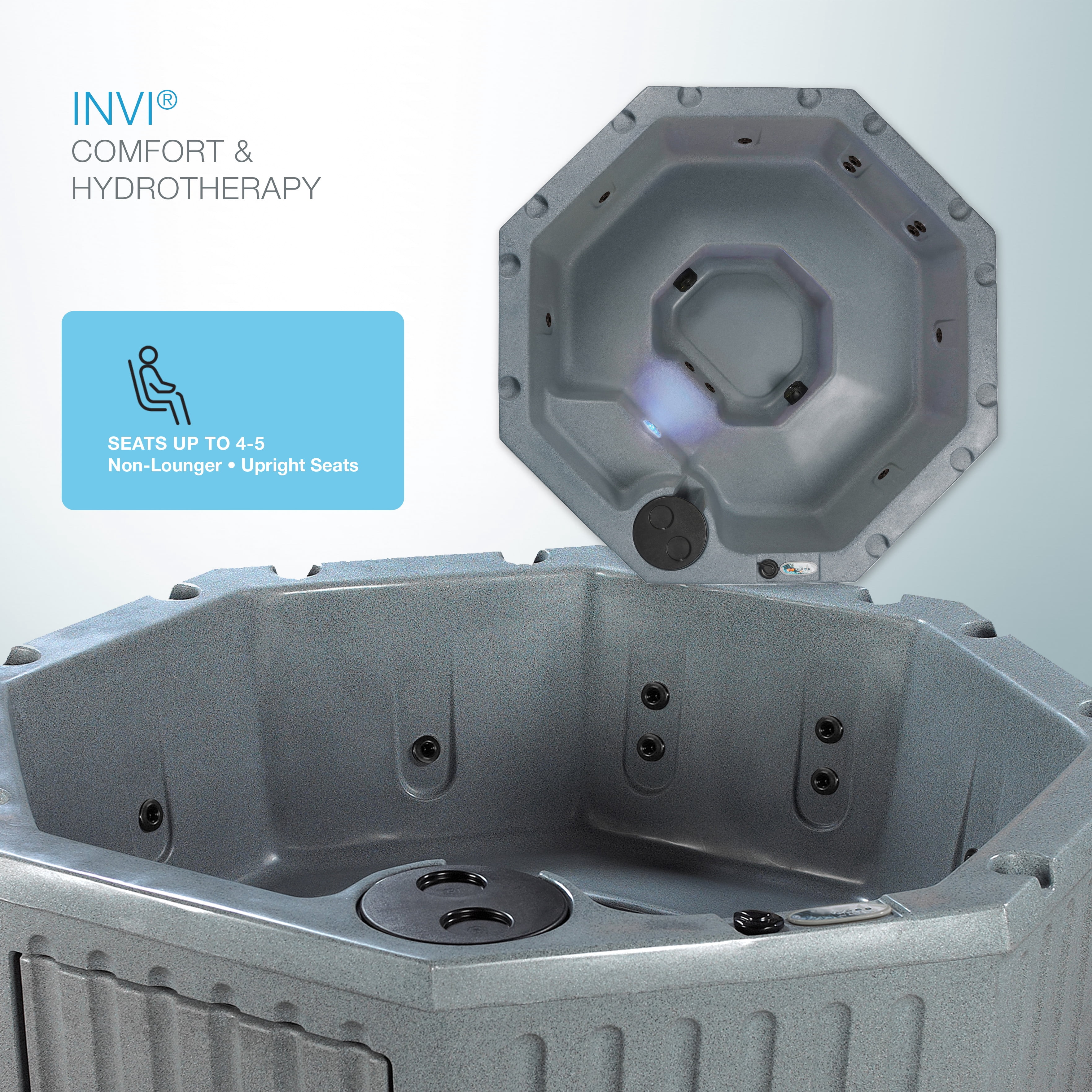Aqualife by Strong Spas Invi 4-5 Person Plug & Play Spa Hot Tub, 11 Jets, Gray Granite