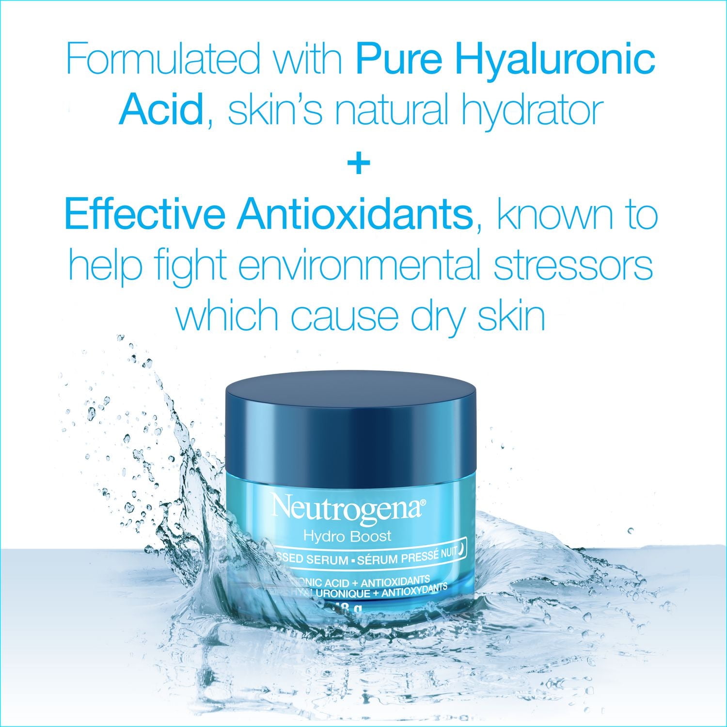 Neutrogena Hydro Boost Night Pressed Face Serum with Purified Hyaluronic Acid and Antioxidants for Moisturized Skin, 48 g