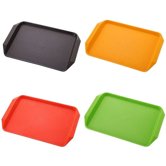 4pcs Plastic Trays Heavy Duty Plastic Serving Tray Serving Platters Food Tray Decorative Serving Trays Wedding Platter Party Trays Serving Party Platters