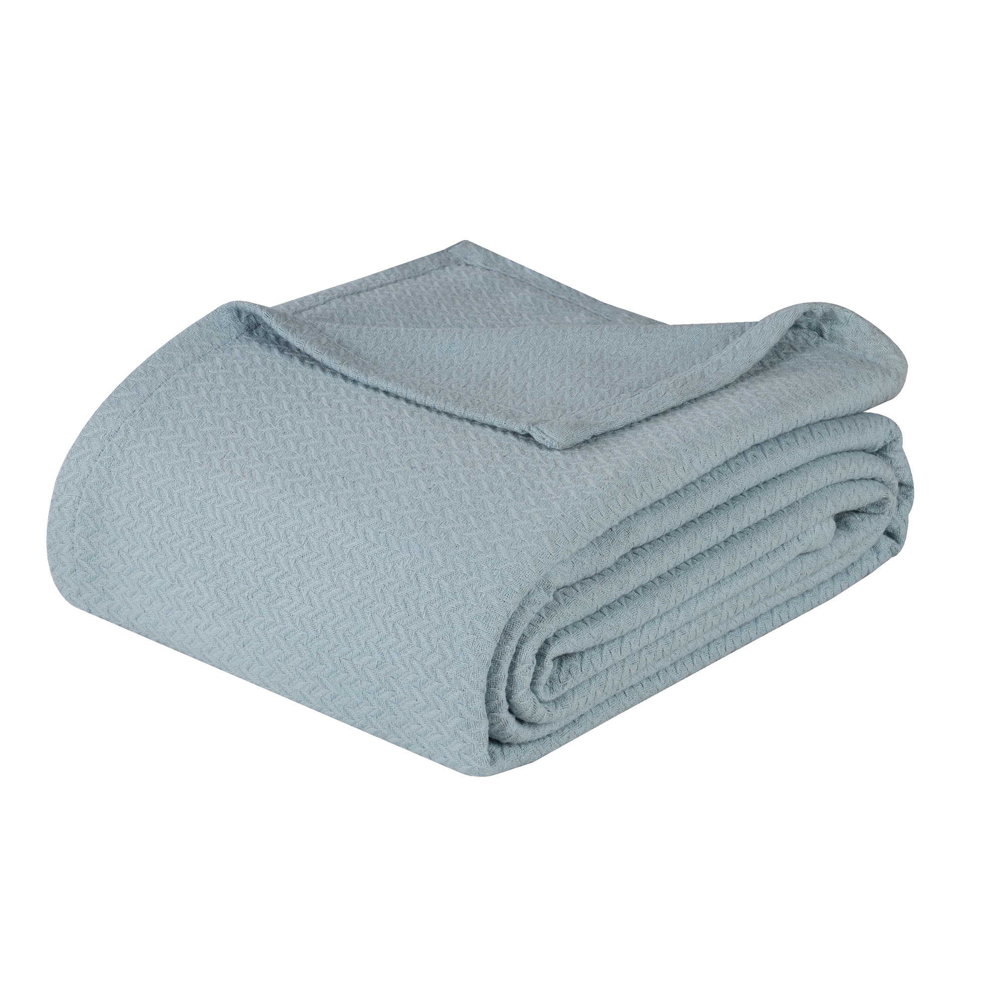 Superior Nobel Cotton Textured Chevron Woven Blanket, Twin, Light Blue