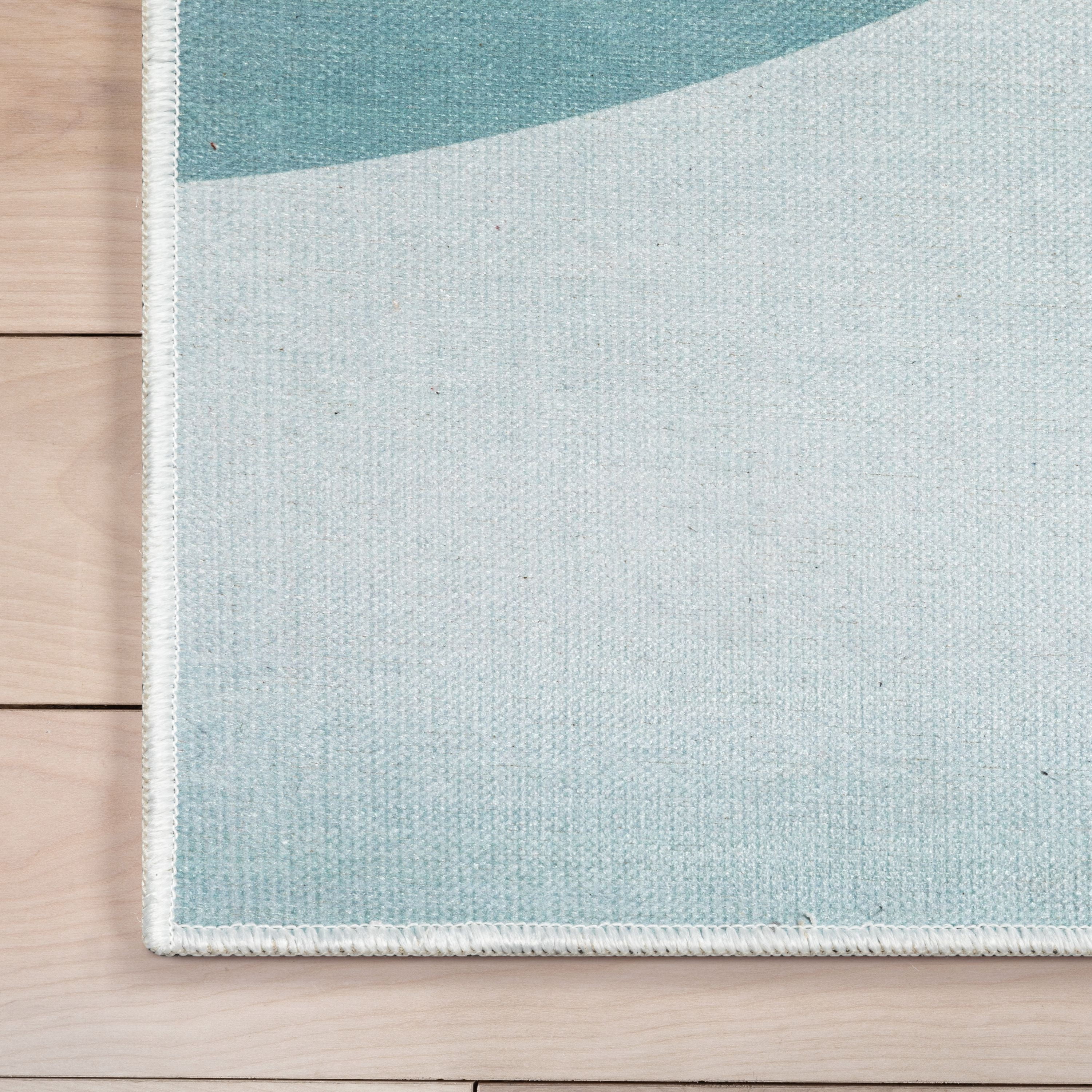 Well Woven Kids Rugs Curved Rainbow Modern Multi Color Printed Distressed Machine Washable 5' x 7' Area Rug