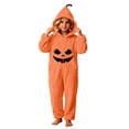 thumbnail image 5 of VIPOIN Kids Halloween Pumpkin Onesie Costume, Soft Fleece Hooded Jumpsuit with Cute Patch for Cosplay & Loungewear, 5 of 7