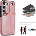thumbnail image 6 of Design for Samsung Galaxy S23 5G Phone Case with Screen Protector Adjustable Wrist Strap Kickstand Credit Card Slot Slim Shockproof Hybrid Rugged Protective Cover for Women Men 6.1 inch Rose gold, 6 of 14