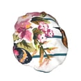 thumbnail image 2 of Easygdp Bird and Floral Shower Caps for Women, Double Waterproof Layers Shower Cap, Quick Drying Bath Hair Cap Reusable, 2 of 9
