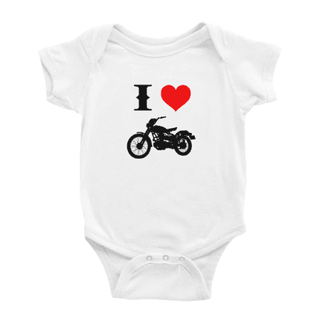 

I Heart Love Dirt Bike Funny Baby Bodysuit Boy Girl Unisex