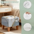 thumbnail image 7 of SCRAWLGOD Marble Print Light Blue Square Ottoman Cover Jacquard Fabric Ottoman Slipcover Stretchable Footrest Stool Covers for Square and Rectangle Ottomans, 7 of 7