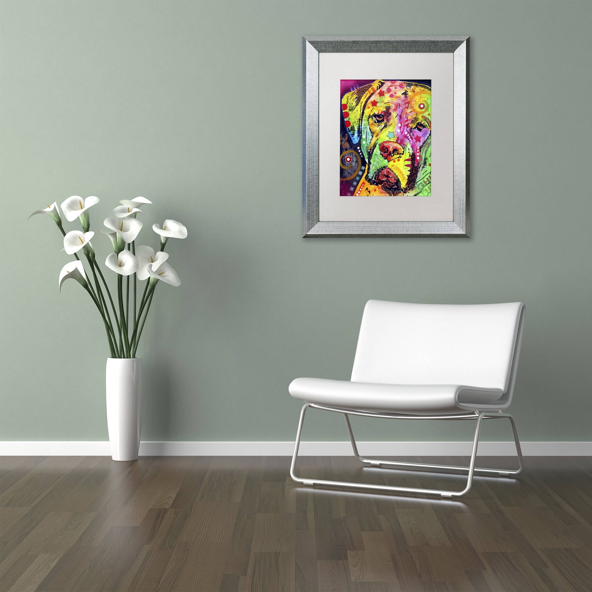 Trademark Fine Art "Mastiff II" Canvas Art by Dean Russo, White Matte, Silver Frame
