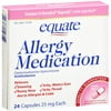 Equate: Diphenhydramine Hydrochloride Antihistamine Allergy Medication, 24 ct
