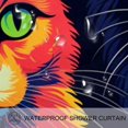 Cat Waterproof Printed Bathroom Shower Curtain Sets with Hooks