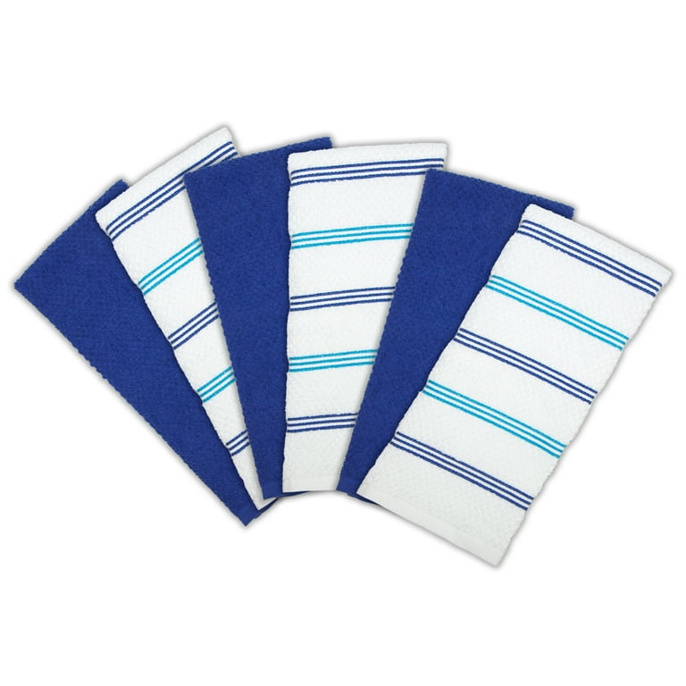 Monarch Brands Premier Collection 15 x 25 Brown Stripe Pattern 40 oz.  Premier 100% Cotton Terry Kitchen Towel - 6/Pack