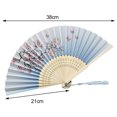 thumbnail image 6 of Kripyery Chinese Style Folding Hand Fan Women Vintage Bamboo Imitation Silk Handheld Fan with Flower Pattern And Tassel for Church Decoration Dance Party Gift Wall Decor, 6 of 8