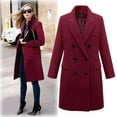 thumbnail image 2 of Elegant Women Winter Double Overcoat Long Lapel Outerwear Business Jacket Warm Button Closure, 2 of 5
