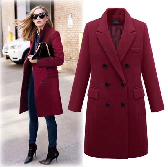 Women's Winter Wool Thin Coat Trench Jacket Ladies Slim Long Overcoat Outwear Women Full Zip Zip Hoodies for Women Coat Women Long Coat Juniors Utility Jacket Winter Coats for Women without Hood Women