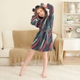 thumbnail image 3 of FORMRS Niños Bathrobe Unisex Hooded Robe Soft Plush Pajamas Sleepwear, Size 10-12T, Stars Abstract Lines, 3 of 7