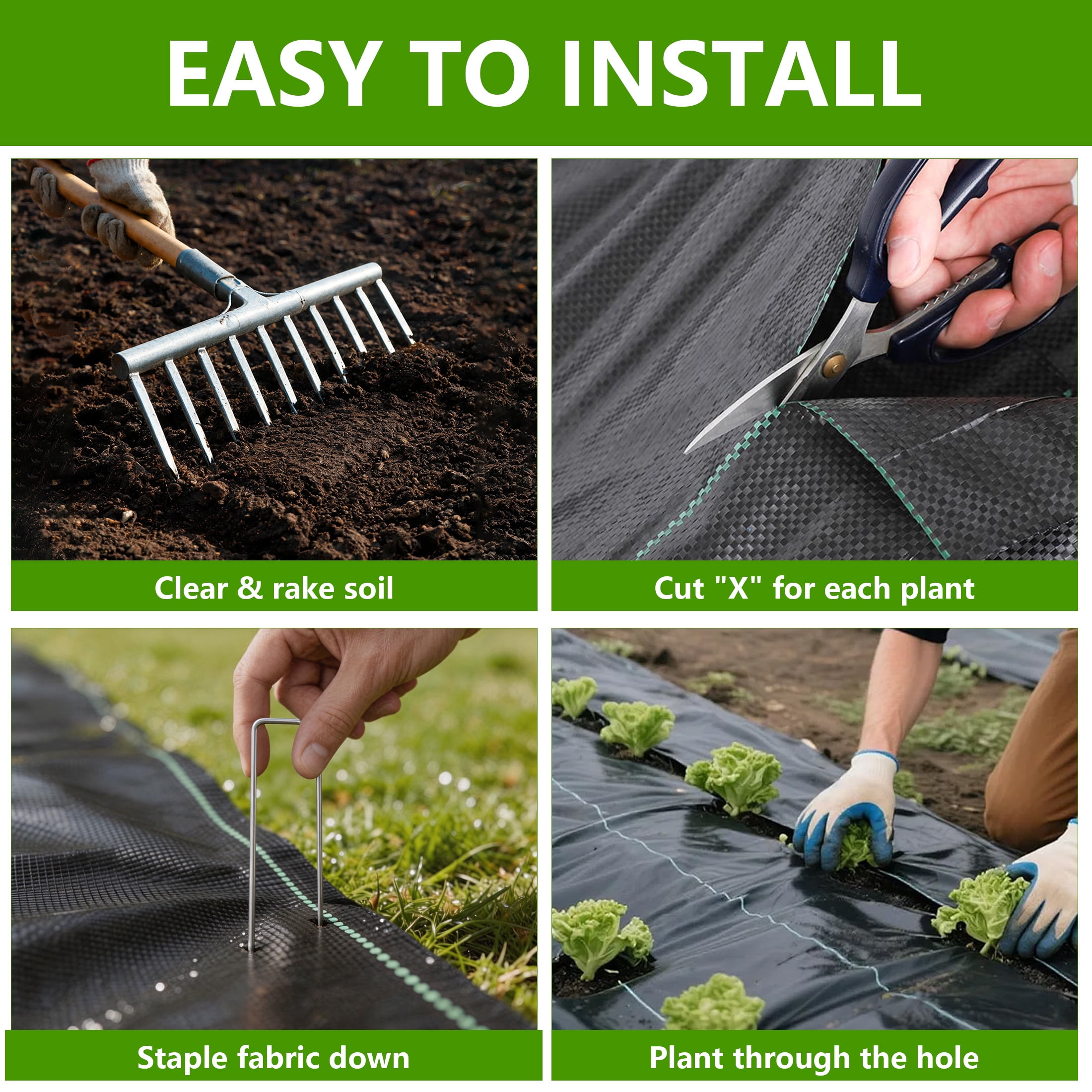 GARITIN Weed Barrier Landscape Fabric, 3.3FT x 49FT Heavy Duty Landscaping Fabric Roll, Breathable Ground Cover Weed Mat, Garden Fabric Weed Blocker Cloth, Flower Bed Liner