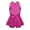 thumbnail image 2 of Eandarui Girls Jazz Modern Dancewear Sequined Sleeveless Criss Cross Back Bowknot Dance Leotard Dress Rose 8, 2 of 7