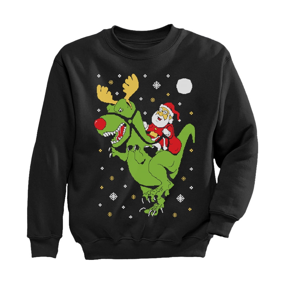 santa dinosaur sweater