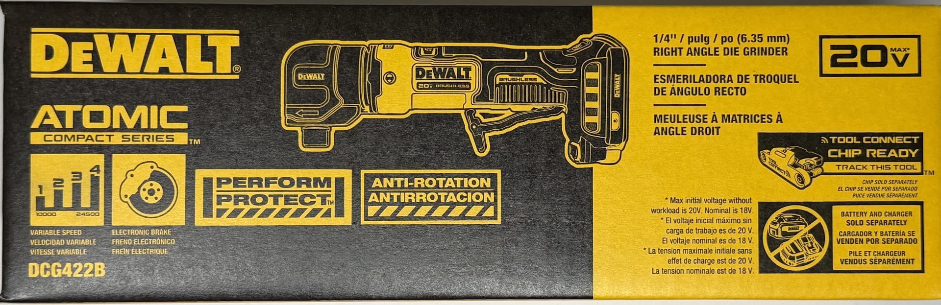 DEWALT 20V MAX ATOMIC Brushless Cordless 1/4 in. Right Angle Die Grinder (Tool Only) - DCG422B