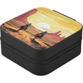 thumbnail image 3 of Coolnut Western Desert Cowboy Travel Jewelry Case for Women Girls,PU Leather Mini Jewelry Organizer Jewelry Holder, Portable Travel Jewelry Box for Earrings, Bracelets and Necklaces Women Gifts, 3 of 7