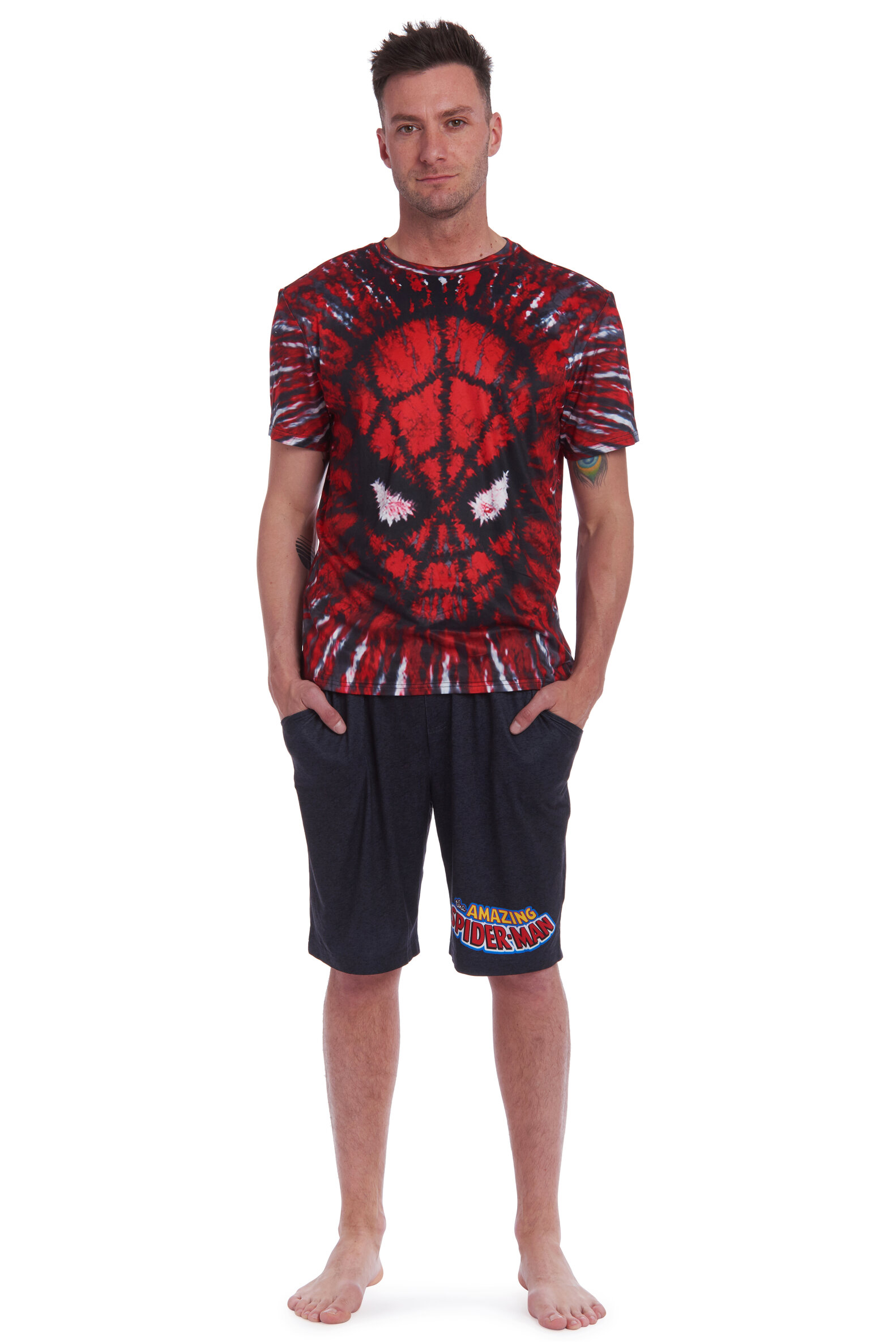Marvel Avengers Spider-Man Mens Pajama Shirt and Shorts Sleep Set Adult ...