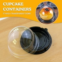 EGYMEN 50PC Disposable Cake Box, Round Mini Cake Container with Transparent Dome, Small Dessert Packaging for Parties, Clear Cake Packaging for Cookies and Treats(Black)