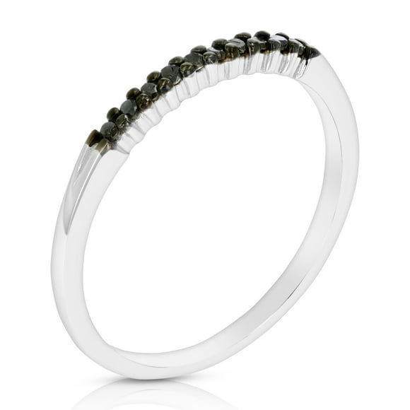 Vir Jewels Bague Diamant Noir 1/10 CTTW Bande de Mariage.925 Argent Sterling 10 Pierres Broche Taille 5 Femme Adulte