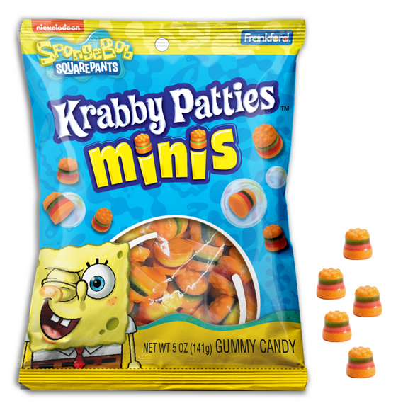 Frankford Spongebob Krabby Patty Minis Gummies, Chewy and Fruity Candy, 5oz bag