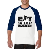 Artix - Mens Raglan Sleeve Baseball T-Shirts, up to Size 3XL - Eat Sleep Hockey